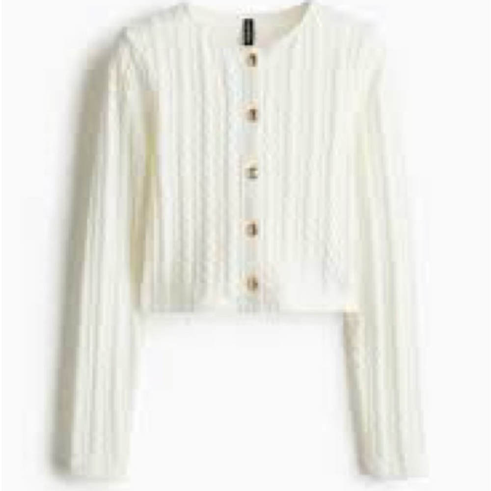 H&M Off-White Textured Cardigan
